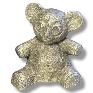 VTG Spoontiques 1983 Pewter Teddy Bears Miniature Figurine PP Silver Tone 80s